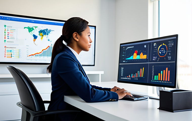 A professional, diverse individual, fully clothed in appropriate business attire, sits thoughtfully at a sleek, minimalist desk in a bright, modern home office. On a large, transparent digital screen in front of them, a visually appealing financial dashboard is displayed, featuring colorful charts and icons representing core values like "Travel & Experience," "Learning & Growth," and "Health & Wellness." A subtle, glowing compass or North Star motif is integrated into the design, symbolizing guidance. The individual has perfect anatomy, correct proportions, and a natural pose, with well-formed hands resting gently on the desk. The atmosphere is calm and focused, reflecting clarity and purpose in financial planning. Professional photography, high quality, safe for work, appropriate content, fully clothed, family-friendly.
