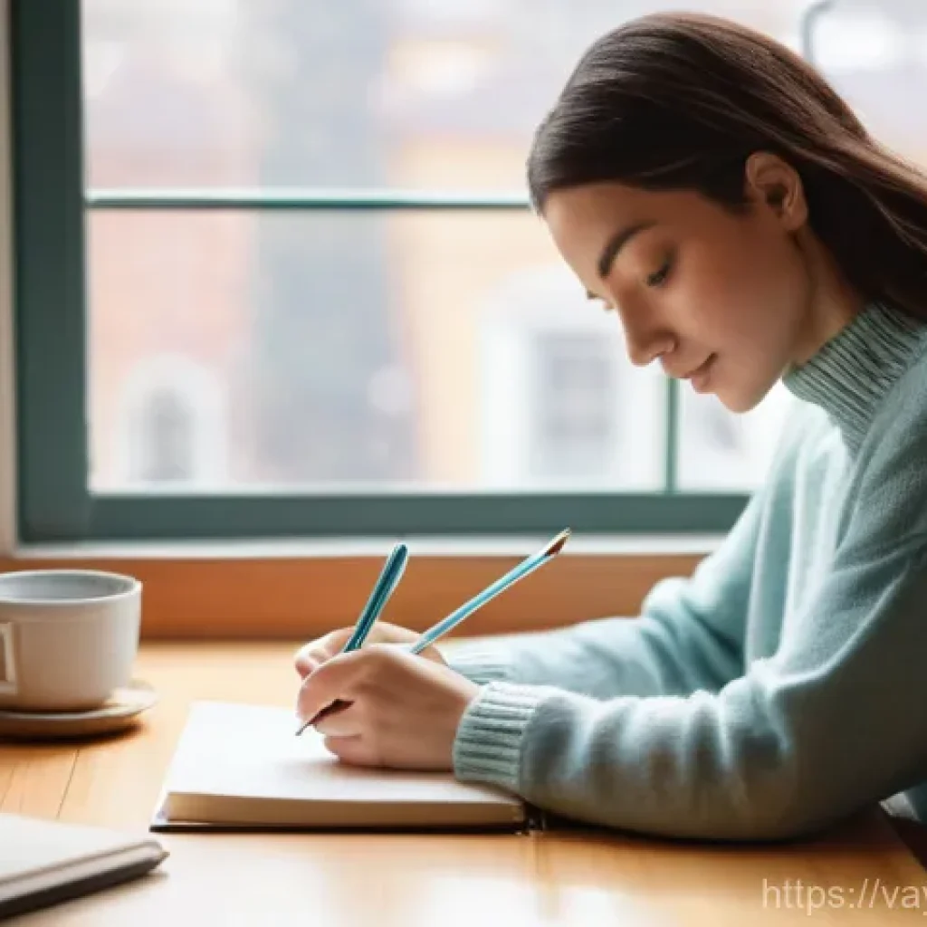 가치 기반 재정계획의 성공적인 실행 전략 - A serene and thoughtful woman, in her early 30s, with a warm, reflective expression, sits at a minim...