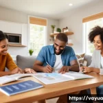 가치 중심의 재정 관리와 개인적 가치관 - A modern, cozy family living room scene showing a diverse family spending quality time together; chi...