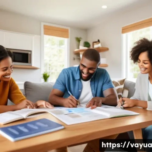 가치 중심의 재정 관리와 개인적 가치관 - A modern, cozy family living room scene showing a diverse family spending quality time together; chi...